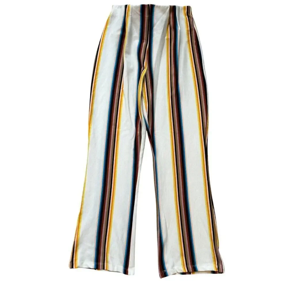 FREE PEOPLE Pants, Size 4, Striped, colorful, wide leg, high waist